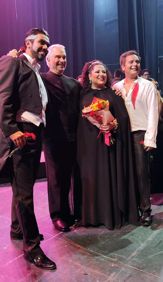 Oscar Velazquez Scarpia el maestro Enrique Patron de Rueda Maria Katzarava Tosca y Eduardo Niave Cavaradossi